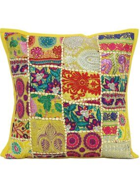 Oussum Pillow Case Cotton Square Floral Print Cushion Cover Decorative Set Of 1